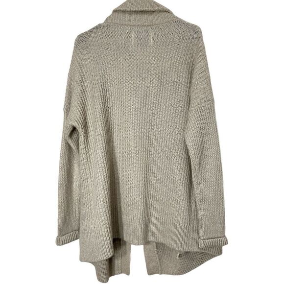 Abercrombie & Fitch Tan Shawl Neck Waterfall Front Sweater Cardigan Size M - Picture 9 of 9